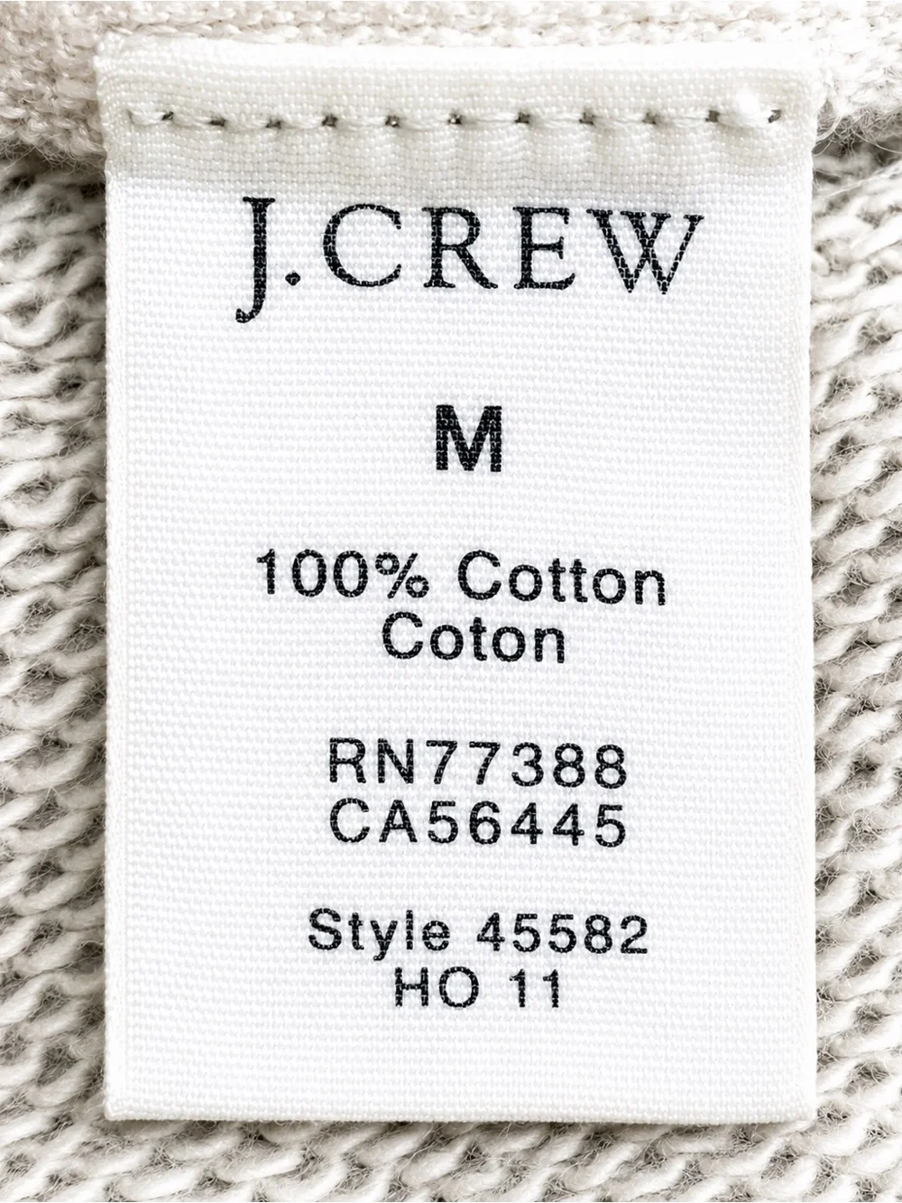 J.Crew Vintage Fleece Shawl Collar Hoodie Sweatshirt M Beige 100% Cotton Unisex